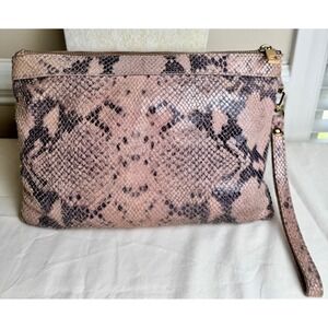 Mob Wife Laura Di Maggio Italy Suede Snakeskin Embossed Leather Clutch Bag